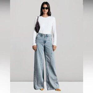 RAG & BONE NWT The Serena High-Rise Splice Jeans Wide Leg Oconee Womens 28 x 31"